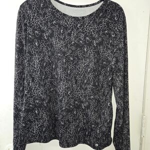 Hang Ten Charcoal Floral Long Sleeve Top